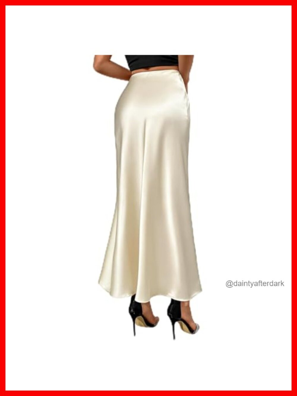 Satin A-Line Maxi Skirt High Waist with Hidden Zipper